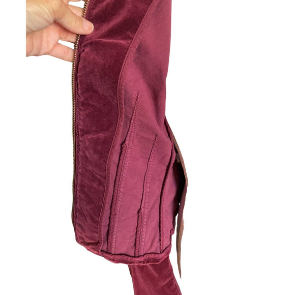 Express Women Ruffle Corset Fitted Velvet Victorian Style Jacket Size 0 Burgundy - Picture 6 of 7